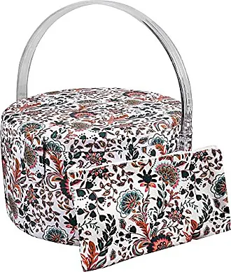 SINGER Large Sewing Basket Leaf Print with Emergency Travel Sewing Kit &  Matching Zipper Pouch