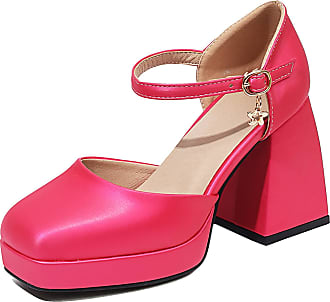 Smilice Women Mary Jane Shoes with Ankle Buckle and Round Toe 