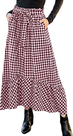 TiaoBug Kids Girls Pleated Side Split Plaid Skirt Tartan Kilt with Faux Leather Buckle 