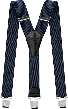 Paisley Blue Navy White Clip On Trouser Braces Elastic Suspenders Handmade UK