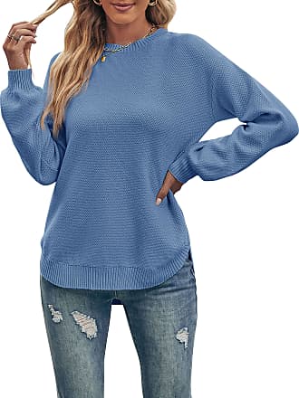 MEROKEETY Women's 2024 Fall Long Balloon Sleeve Waffle Knit Tops Crew Neck  Oversized Sweater Pullover