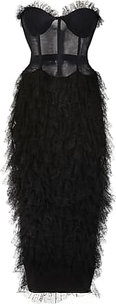 Brandon Maxwell Womens Tiered Lace Midi Dress - Black - Moda Operandi