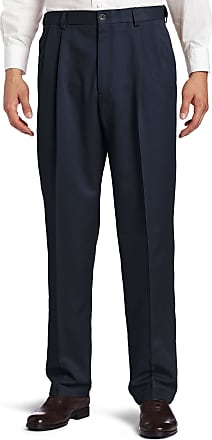 Haggar Mens Cool 18 Hidden Expandable Waist Pleat Front Pant-Regular and Big & Tall Sizes, Heather Blue, 36W x 32L