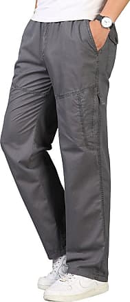 OCHENTA Mens Cotton-Washed Casual Cargo Trousers 
