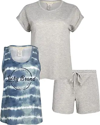 Buy Lucky Brand women 3 piece plain tee and tank with short pajama set blue  combo Online