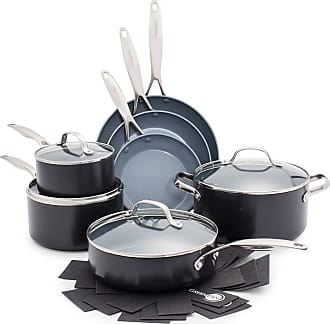 GreenPan Dover Healthy Ceramic Nonstick, 10 Piece Cookware Pots and Pans  Set, PFAS-Free, Dishwasher Safe, Comfort Grip Handle, Grey