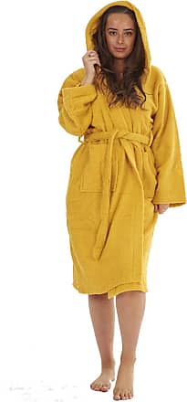 Keanu Ladies 100% Pure Cotton Terry Towelling Dressing Gown Button Through or Zip Up Towel Bathrobe 