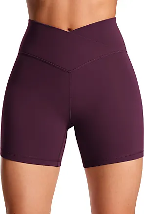CRZ YOGA Womens Butterluxe Crossover Cycling Shorts 5 Inches - V Cross Gym  Shorts High Waisted Tummy Control Workout Yoga Shorts