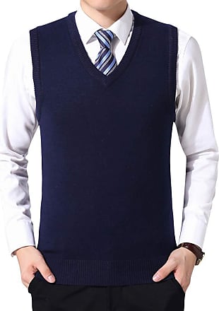 iClosam Mens V-Neck Sleeveless Vest Classic Business Sweater Gilet Knitwear Tank Top
