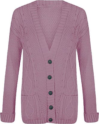 Womens Everyday Long Sleeve Button Ladies Chunky Cable Knit Grandad Cardigan