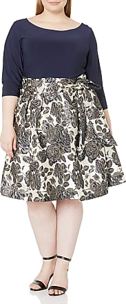 Jessica Howard Womens Size Fit and Flare Dress (Regular, Petite, Navy/Tan, 18 Plus