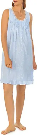 Eileen West - Sleeveless Cotton Lawn Short Nightgown in Blue Print