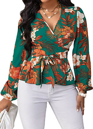 Green Floral-print wrap-style jacket Farfetch Women Clothing Tops Wrap tops 