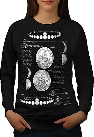 Wellcoda Moon Phases Womens Long Sleeve T-shirt Astronomy Casual Design