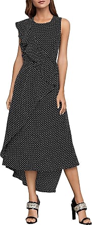 Bcbgmaxazria Womens Dots Asymmetric Ruffle Dress, Black-Minion Floral, M