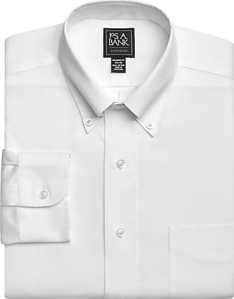 Jos. A. Bank Mens Traveler Collection Tailored Fit Button-Down Collar Dress Shirt - Big & Tall, White, 18 1/2x36 Tall
