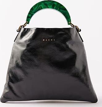 Marni - Museo Soft Mini Bag in Dark Green Grey and Black Long-hair Calfskin - Shopping Bags - Woman