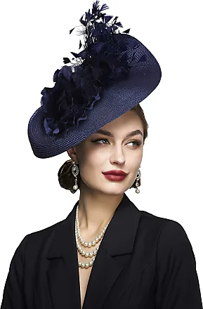 Coucoland Black Fascinator Hats for Women - Elegant Women's Fascinators Flat Tea Party Funeral Church Saucer Hat