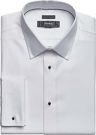 Vera Wang Mens Slim Fit Corded Stripe French Cuff Tuxedo Formal Shirt White - Size: 18 1/2 34/35