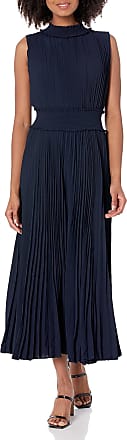 Nanette Lepore Womens Smocked High Neck Pleated Maxi Dress, Nanette Navy, 12