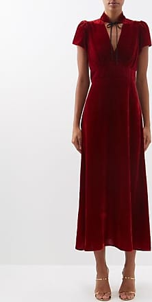 Cefinn Jacquetta Velvet Midi Dress - Womens - Red