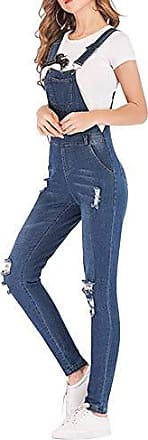 Tomwell Jeanslatzhose Damen Latzhose Jeans Hose Vintage Loose fit Jumpsuit Overall Blumen Denim Playsuit Romper 