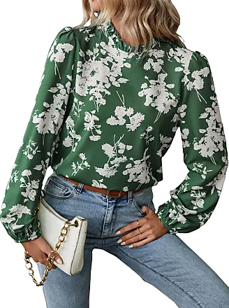 Floerns Women's Floral Print Long Sleeve High Neck Georgette Chiffon Blouse  Brown Multi X-Small at  Women's Clothing store