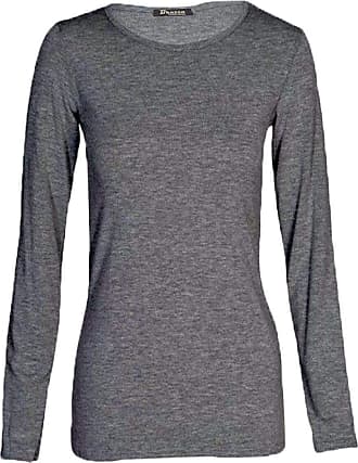 Womens Ladies Basic Long Sleeve Plain V Neck Stretch Top T Shirt Plus Size 8-26
