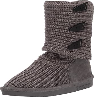 Bearpaw Womens Knit Tall Fur Trimmed Boot, Grey (GRAY II 055), 5 UK