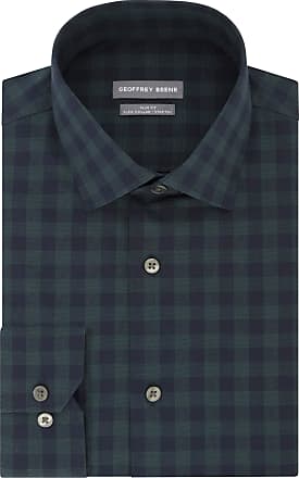 Geoffrey Beene Mens Stretch Check, Blue Bird, 15-15.5 Neck 34-35 Sleeve