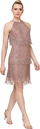 S.L. Fashions Womens Blouson Halter Crochet Dress, Rose, 12