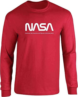 Pop Threads NASA Approved Space Program Logo Retro Graphic Full Long Sleeve Tee T-Shirt 