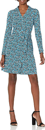 Calvin Klein Womens Classic Wrap Dress, CERULN Multi, 4