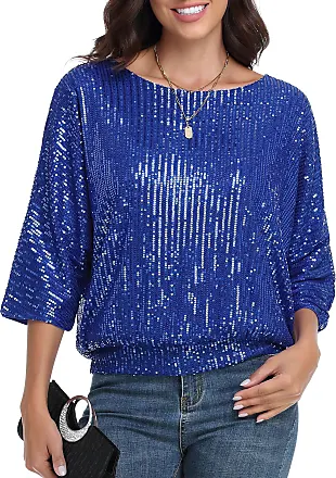 PrettyGuide Women's Sparkly Sequin Tops Short Sleeve Glitter Loose Party  Shirt Blouse Boat Neck Dressy Top : : Clothing, Shoes & Accessories