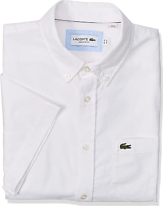 New Men's Lacoste Shirt Plain Black Oxford White Classic Fit Caspian Size 