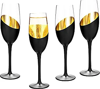 MyGift Matte Black & Gold Stemless Wine Glass Set of 4, Elegant Anniversary  Wine Glasses