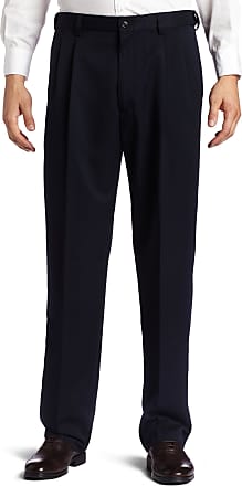 Haggar Mens Cool 18 Hidden Expandable Waist Pleat Front Pant-Regular and Big & Tall Sizes, Navy Gabardine, 46W x 29L