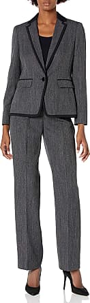 Le Suit Womens 2 Button Notch Collar Seamed Heather Crossdye Pant Suit