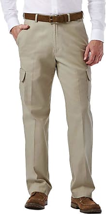 Haggar mensHC00225Stretch Comfort Cargo Expandable Waist Classic Fit Plain Front Pant Casual Pants - Beige - 44W x 32L