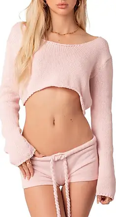 Edikted Ozzy Stripe Crop Sweater in Pink