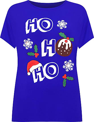 WearAll Women's Plus Short Sleeve Reindeer Snowflake Hanky Hem Long Top Ladies T-Shirt 14-28