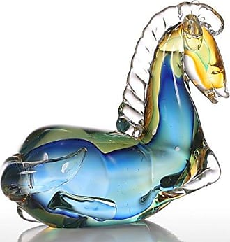 Tooarts Glasskulptur Dekofigur Tier Skulptur aus Glas Fisch Handarbeit