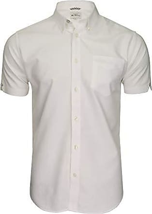 Hommes Ben Sherman Manches Longues Boutons Col Oxford Chemise 48578-Blanc