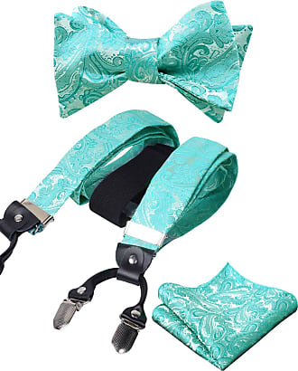 Pocket Square and Elastic Y Shape 6 Clips Braces Set Alizeal Mens Adjustable Floral Paisley Self-tied Bow Tie