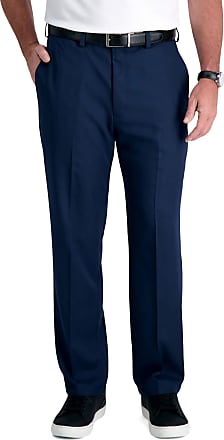 Haggar mensCool 18 Pro Classic Fit Flat Front Expandable Waist Pant Casual Pants - Blue - 36W x 32L