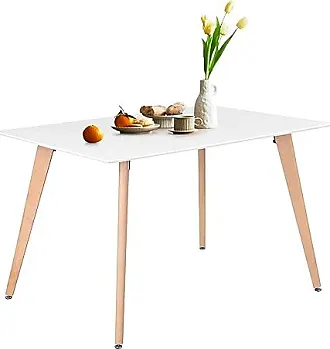  Homy Casa 47.2'' Kitchen Dining Table Minimalist Style Dining  Table for Small Spaces Dining Livint Room Cafe, Simple Dinner Table in  White, ONLY Table Included - Tables