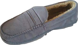 Mens New Hampshire Faux Suede Fur Lined Moccasin Slippers Shoes Size 7-12 