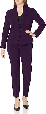 Le Suit Womens Crepe 1 Button Jacket with Combo Framing & Slim Pant 