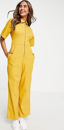 H&M Kurzärmeliger Jumpsuit in Gelb Damen Bekleidung Jumpsuits und Overalls Lange Jumpsuits und Overalls 