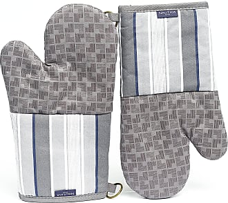 Nautica Grey 100% Cotton Oven Mitts with Silicone Palm (Set of 2)